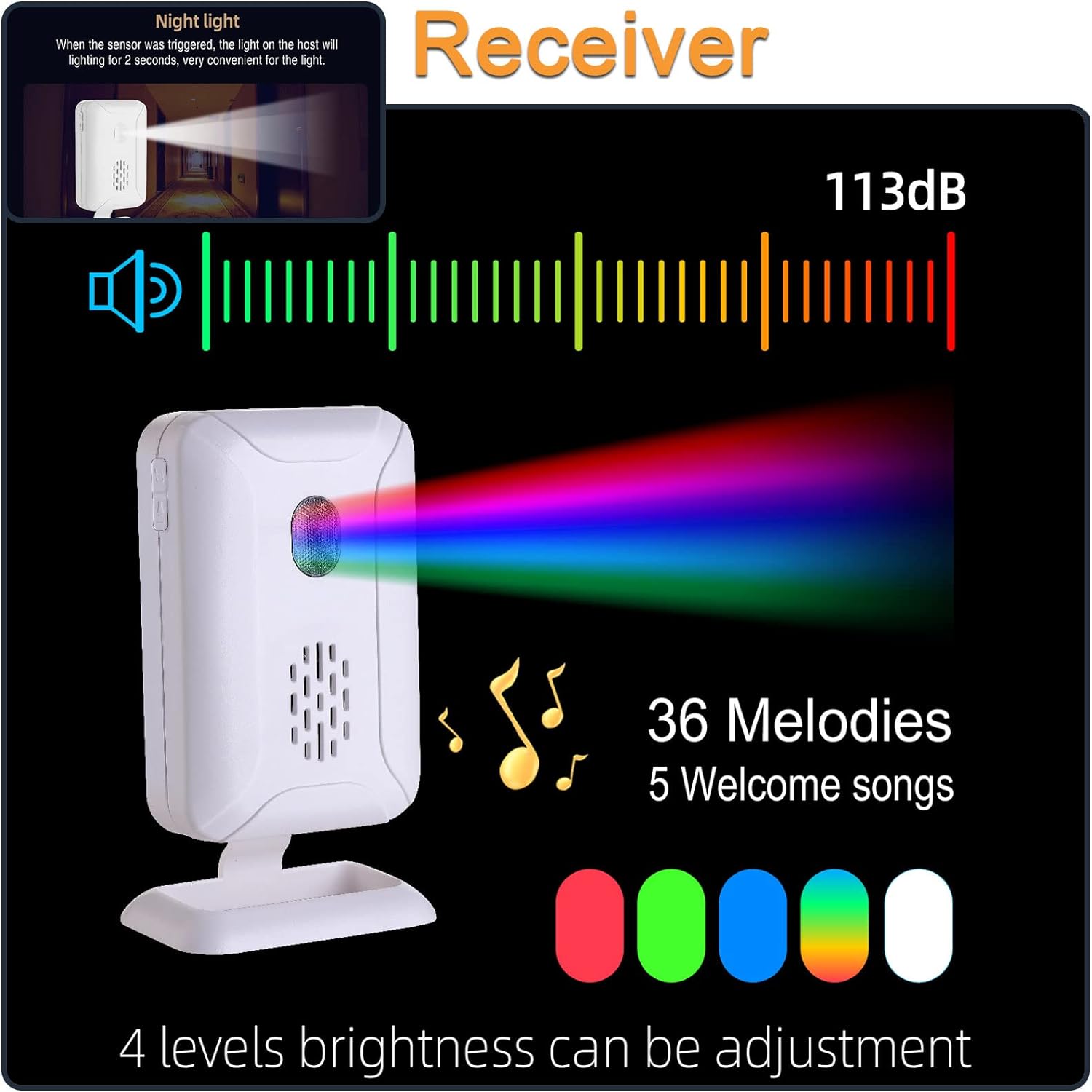 Detector de sensor de movimiento PIR inalámbrico, timbre de bienvenida, timbre de seguridad, timbre para buzón de negocios, alerta de entrada de