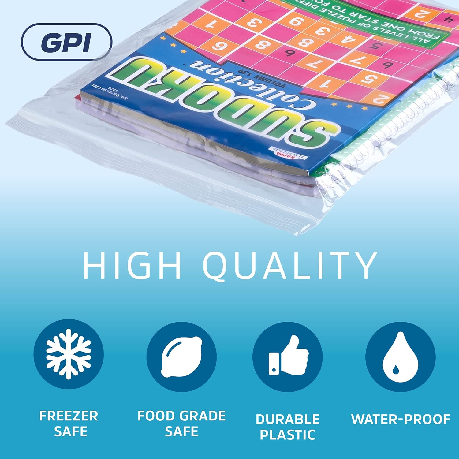 GPI – Paquete de 100 bolsas de plástico transparente con cierre de cremallera de 13 x 13 pulgadas, grandes bolsas de polietileno de 2 mil de grosor,