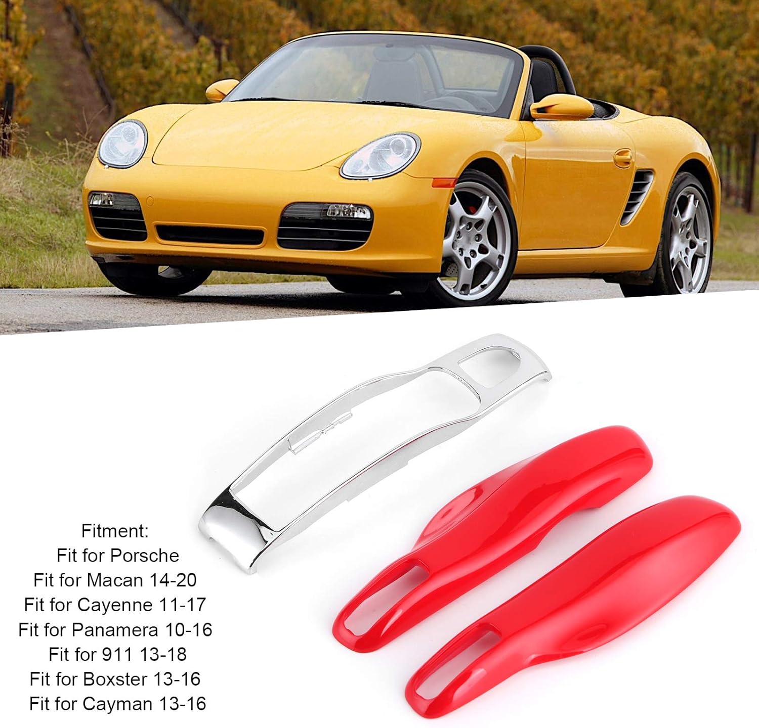 Fydun Funda protectora para llavero, 3 piezas, funda protectora para llavero remoto, MacanCayennePanamera (rojo + plateado)