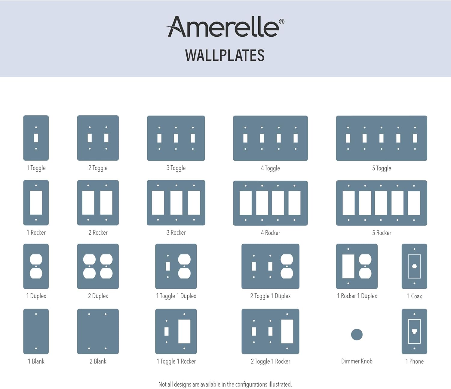 Amerelle 935RDBK Devon – Placa de pared, 1 balancín  1 salida dúplex, acero, negro, paquete de 1