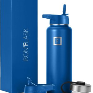 IRON FLASK Botella de agua deportiva de 40 onzas, 3 tapas (tapa con popote), a prueba de fugas, acero inoxidable, para gimnasio y deportes, para IRON FLASK Botella de agua deportiva de 40 onzas, 3 tapas (tapa con popote), a prueba de fugas, acero inoxidable, para gimnasio y deportes, para