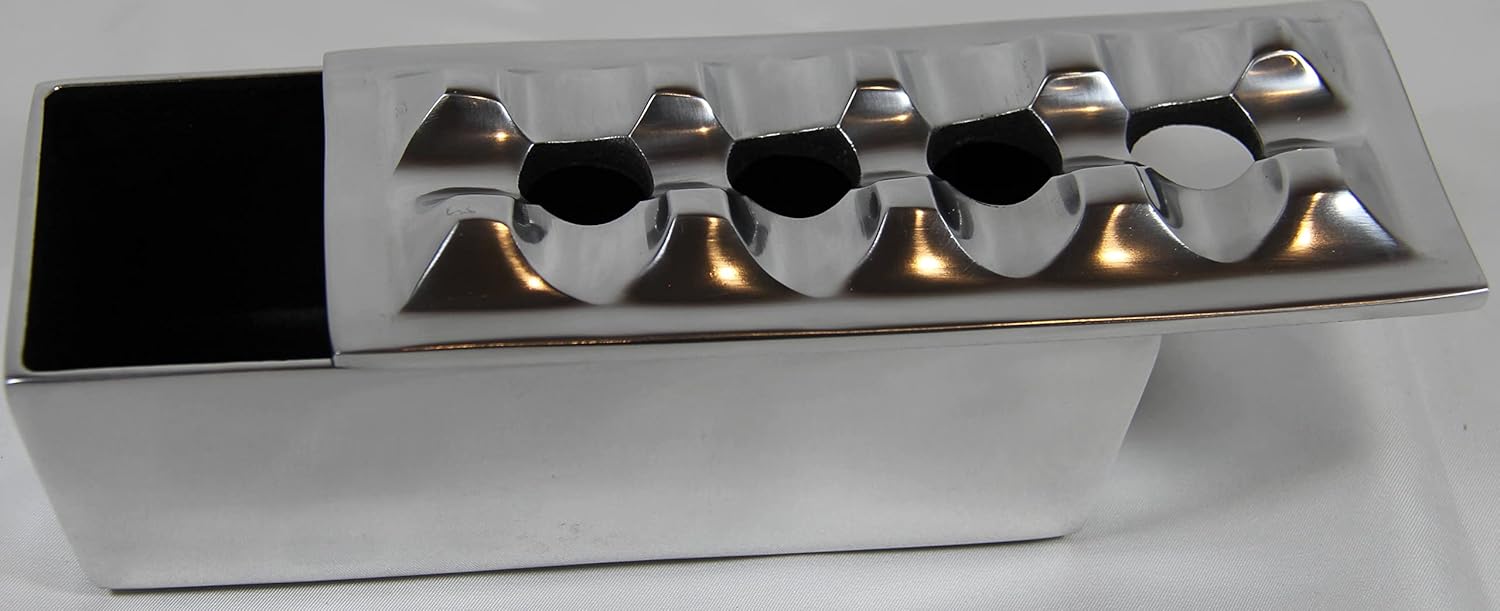 Cenicero de cigarros hecho de metal de aluminio  cenicero resistente al viento para puros a cigarrillos, diseño de 4 agujeros, resistente al viento