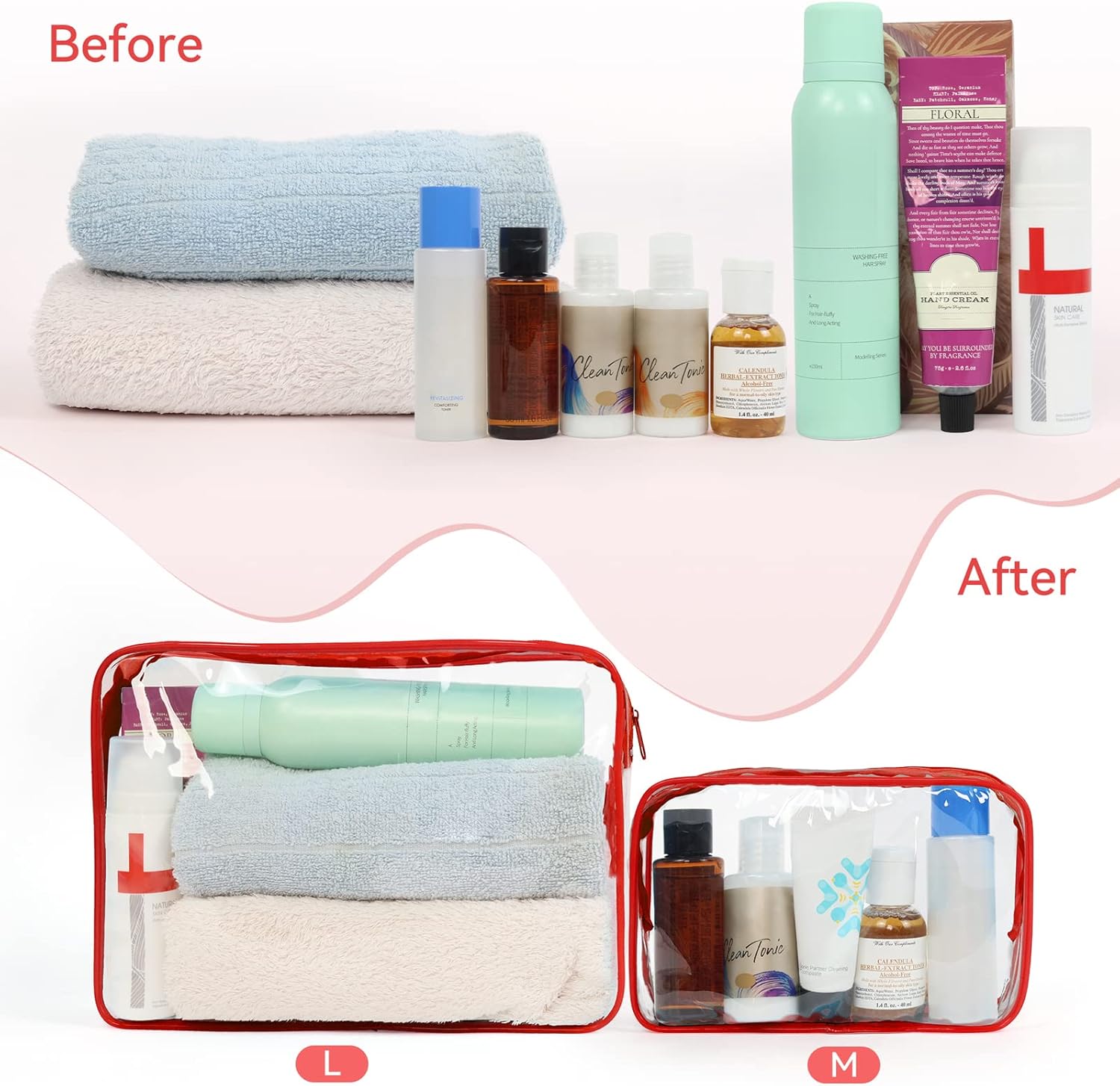 12 bolsas de aseo transparentes para mujeres y hombres, bolsa de cosméticos transparente para viaje, organizador de maquillaje, bolsa aprobada por