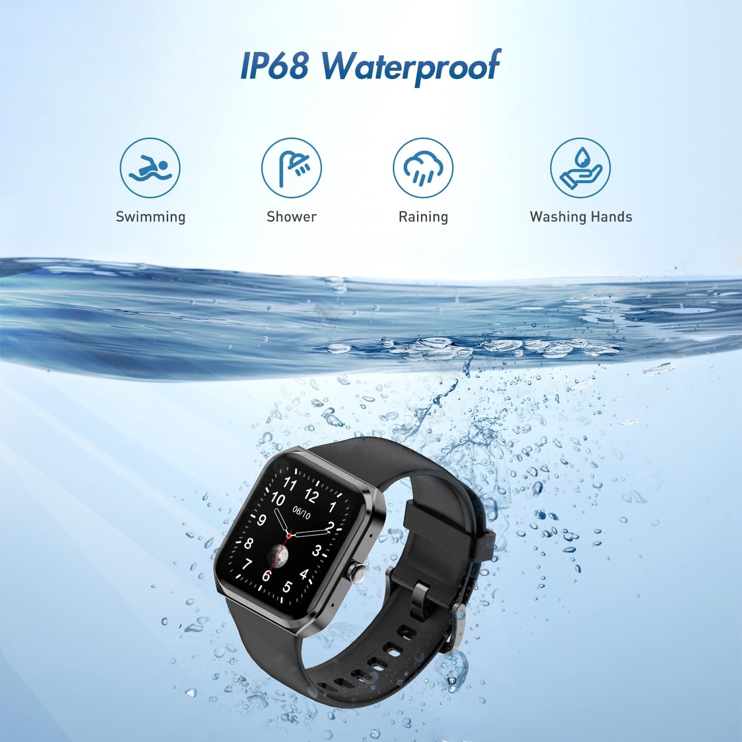 MXQ Reloj inteligente de fitness para mujeres y hombres, Android iOS iPhone, pantalla grande de 1.91 pulgadas, carcasa de aluminio negro con correa