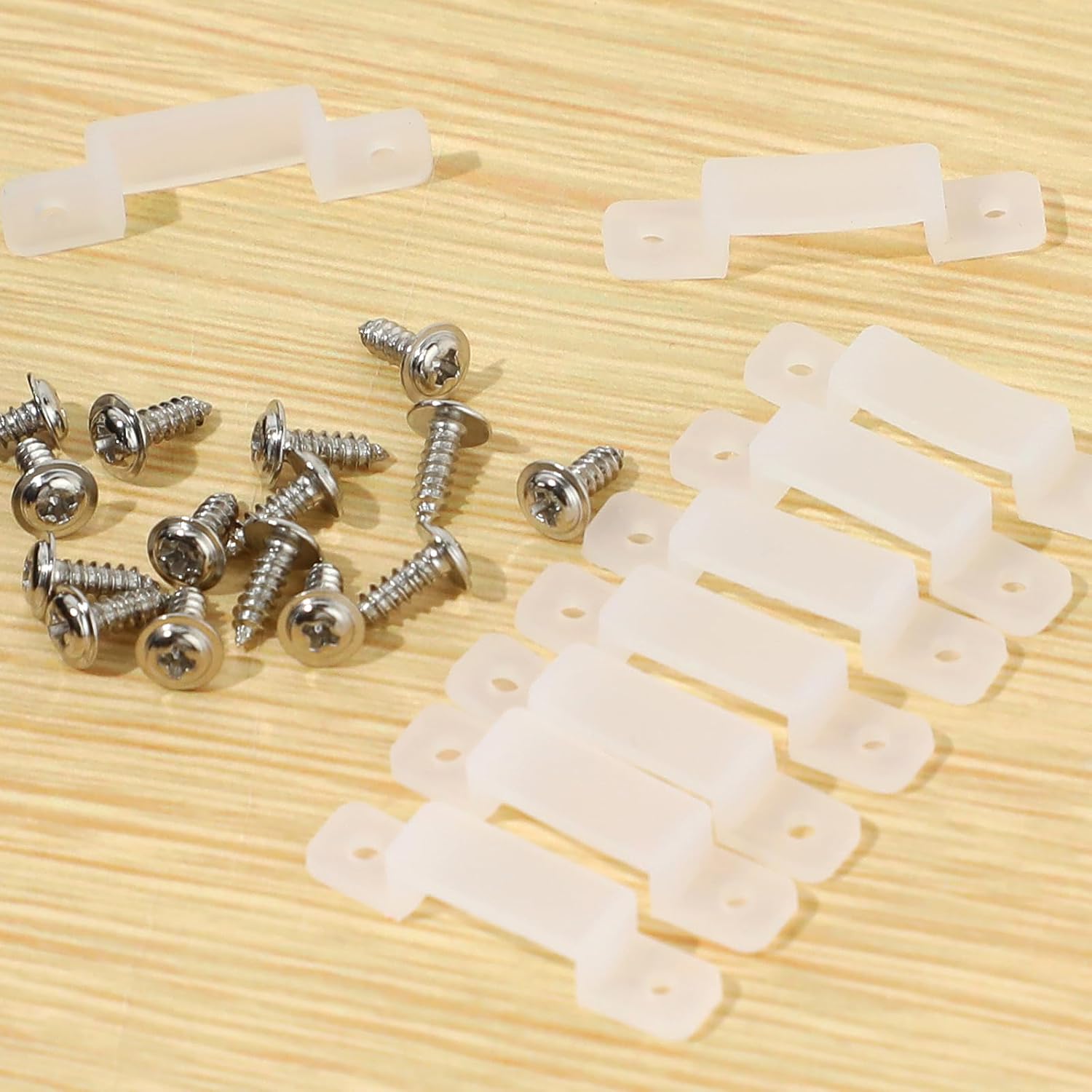 200 clips de montaje de tira LED, soporte de abrazadera de luz LED de silicona, soportes de montaje de tira LED con 400 tornillos clips de fijación