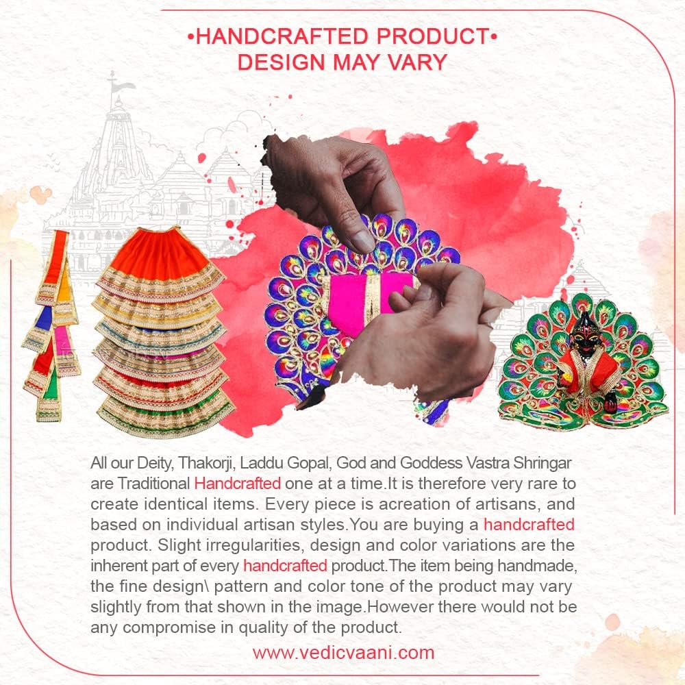 Vedic Vaani Hermoso diseño tradicional hecho a mano con tachuelas de piedra Laddu Bal Gopal Thakurji Krishna flor y perla multicolor
