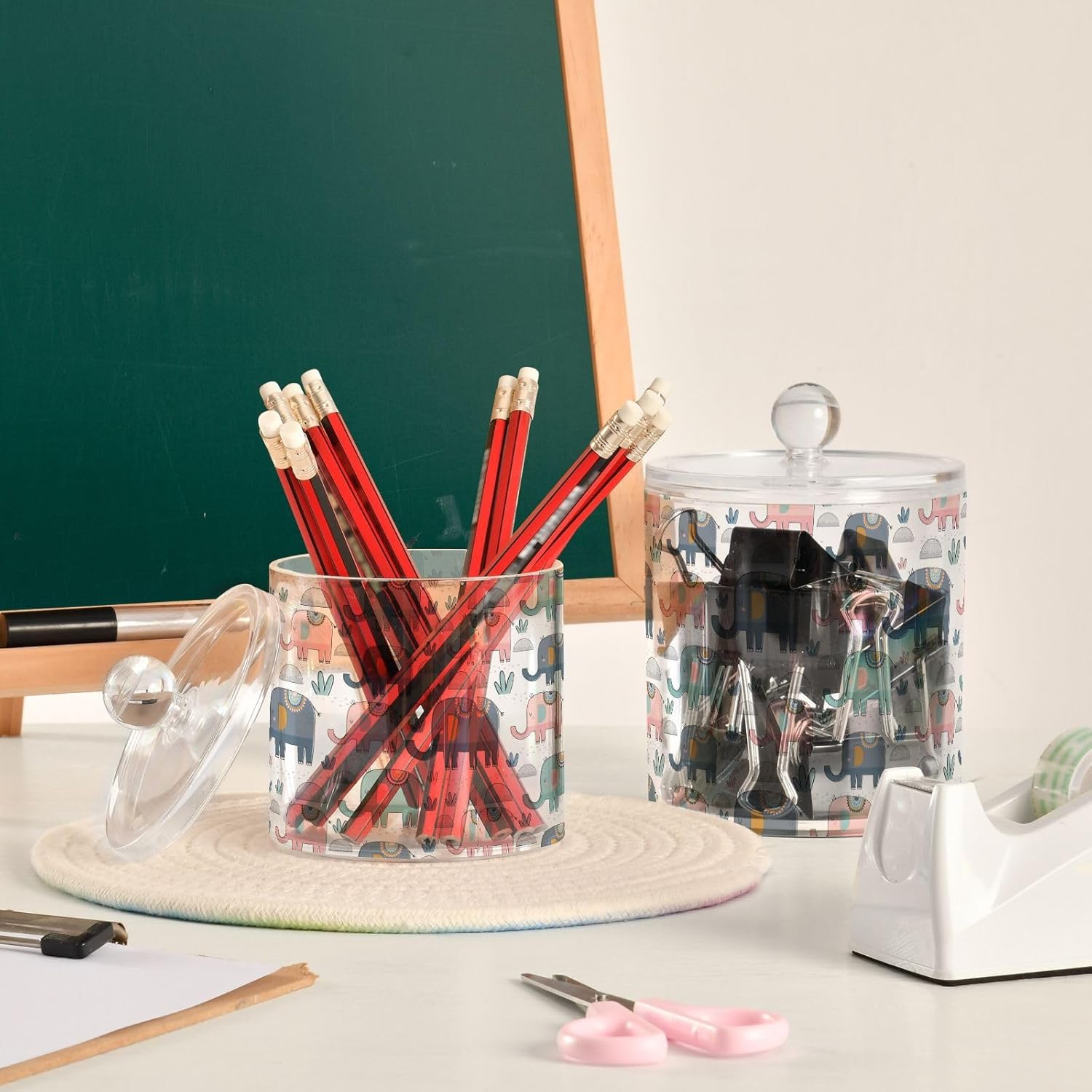 Tarros de elefantes con tapas, tarros decorativos para baño, recipientes para lavandería, contenedor de bolas de algodón para dormitorio, artículos