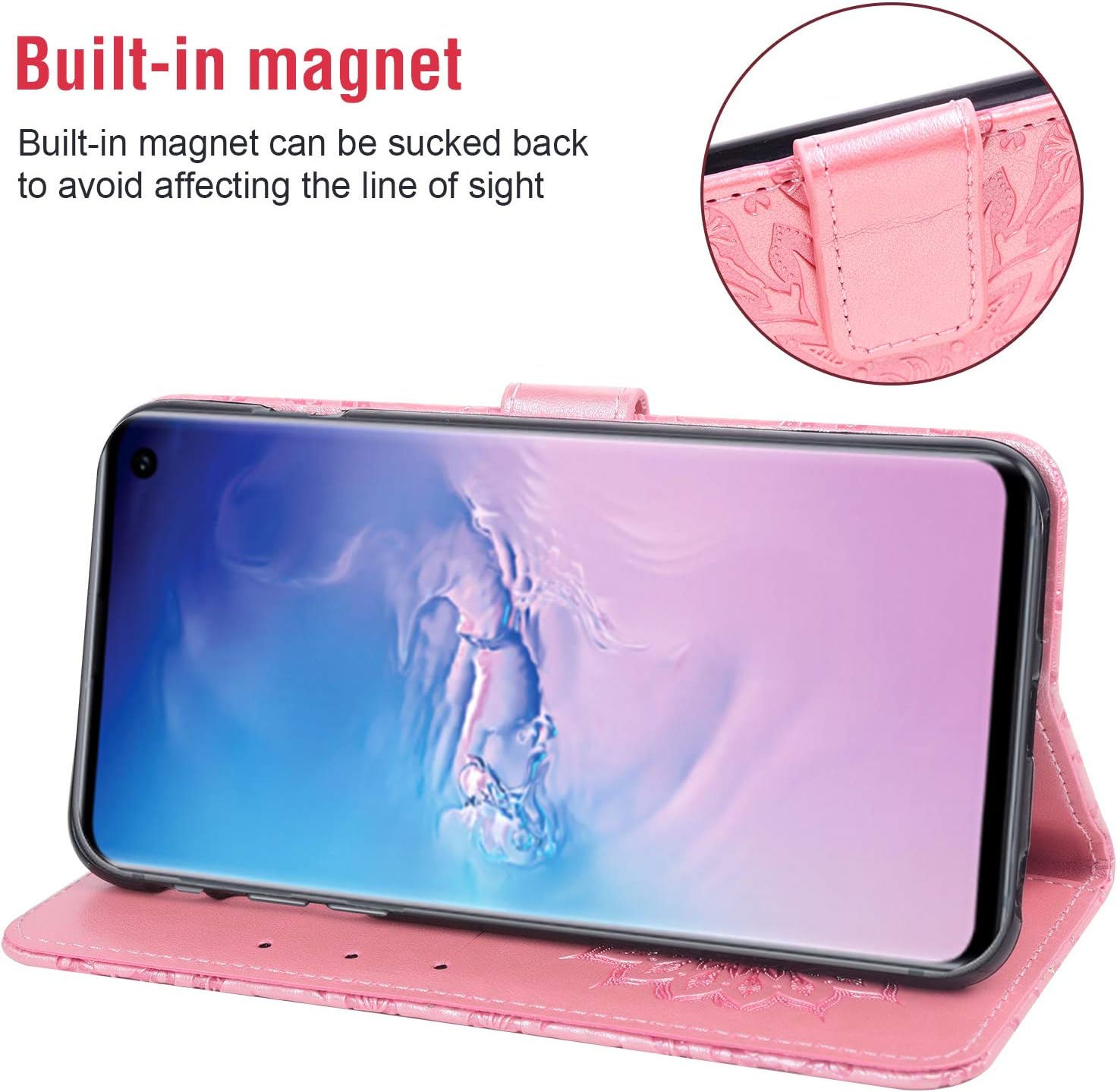 Asuwish Funda de teléfono para Samsung Galaxy S10 Plus con protector de pantalla de vidrio templado, funda delgada de cuero con soporte para