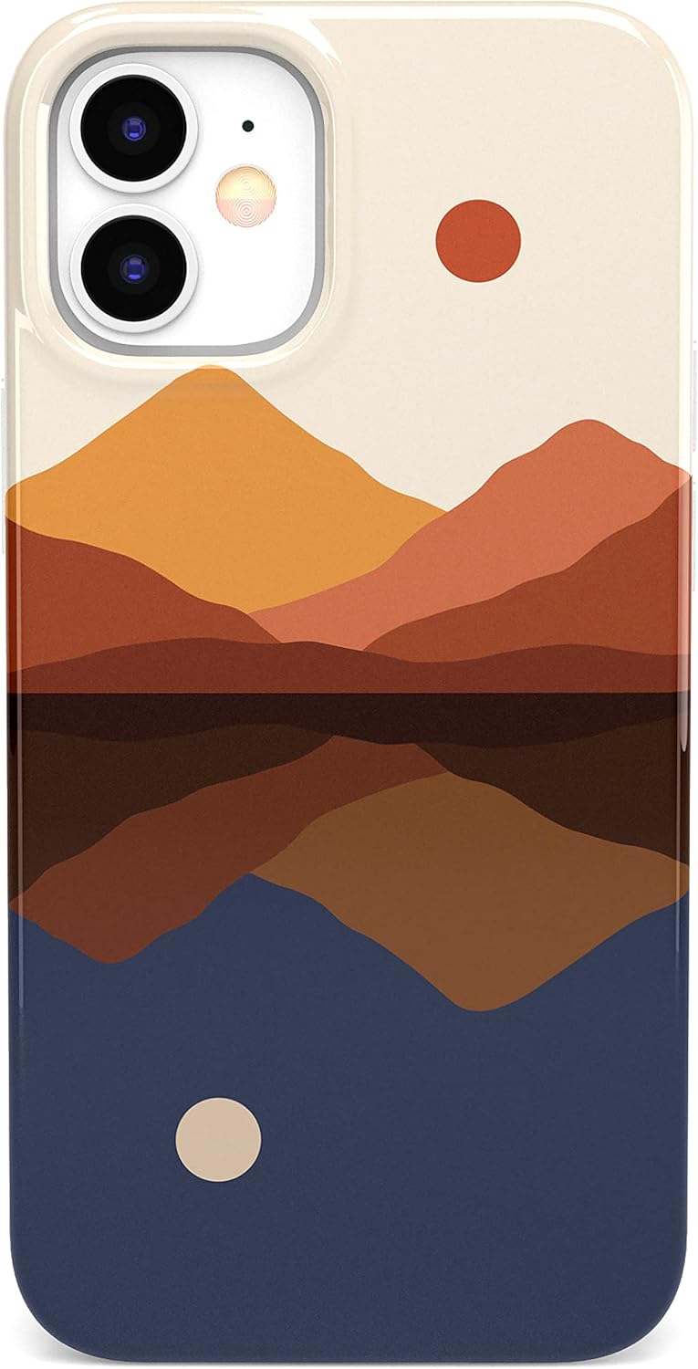 Casely Funda para iPhone 11  Los opuestos se atraen  Funda de montaña de bloque de color de día y noche