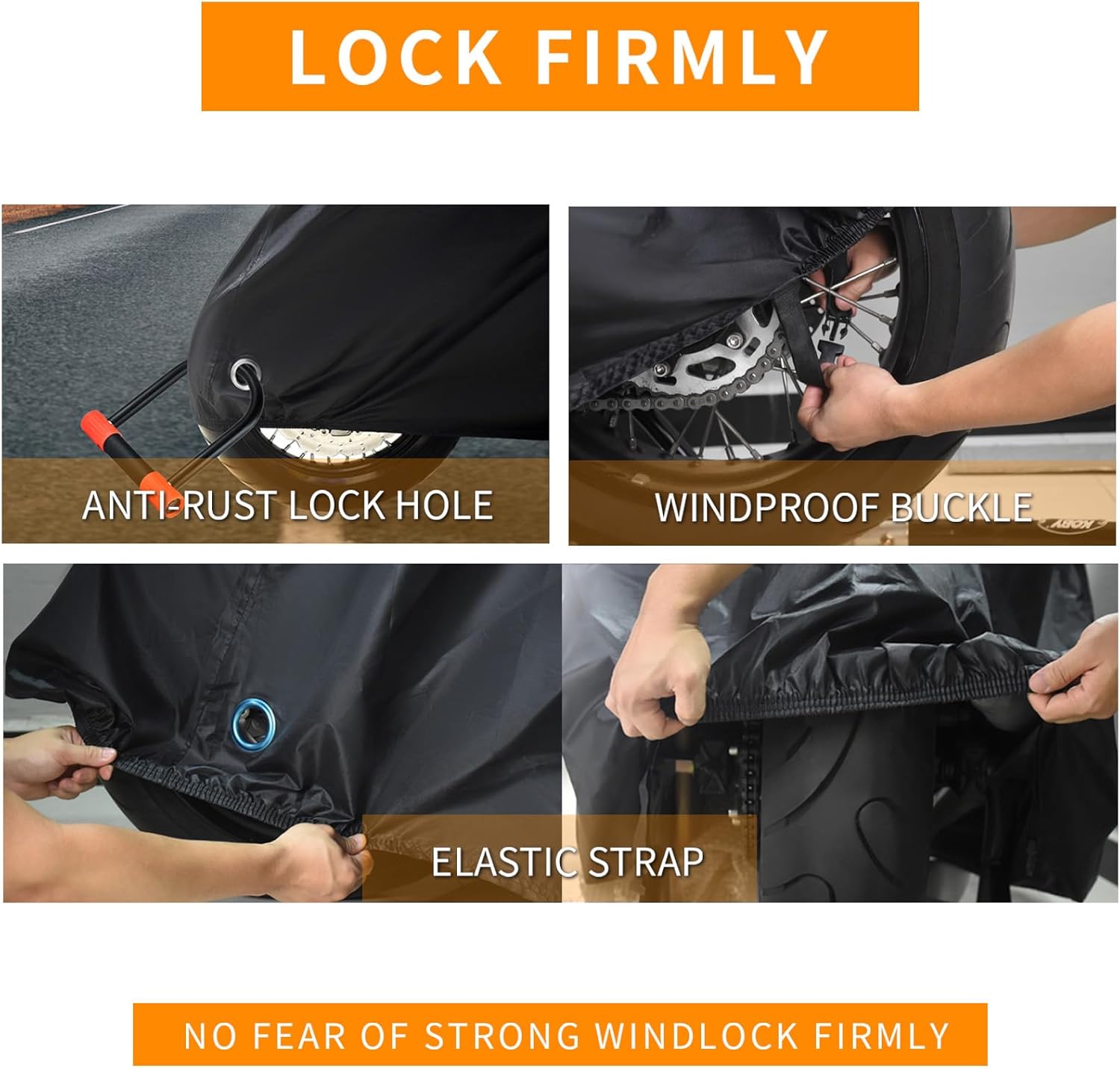 Funda impermeable para motocicleta y scooter para todas las estaciones, protección solar al aire libre, tres cintas reflectantes con agujeros de