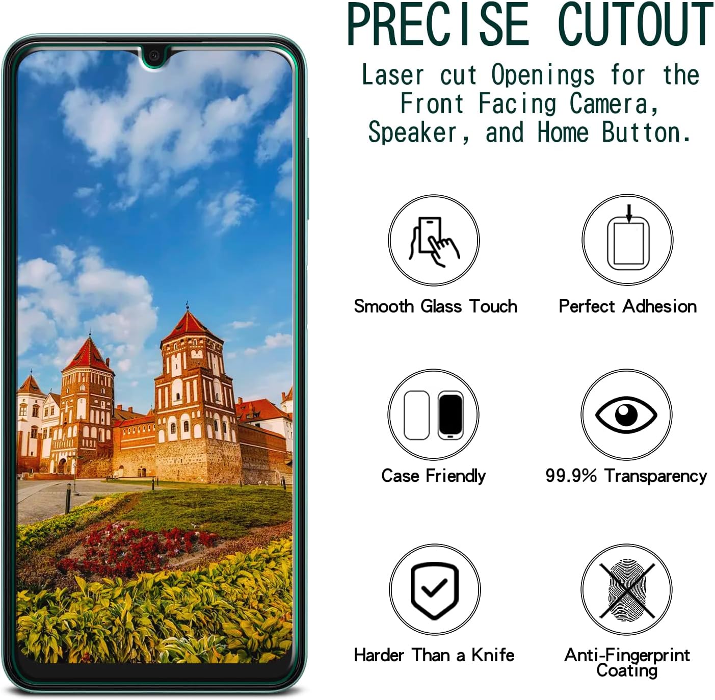 KAREEN Paquete de 2 Protector de pantalla diseñado para Samsung Galaxy A13 5G, vidrio templado, antiarañazos, sin burbujas, compatible con fundas,