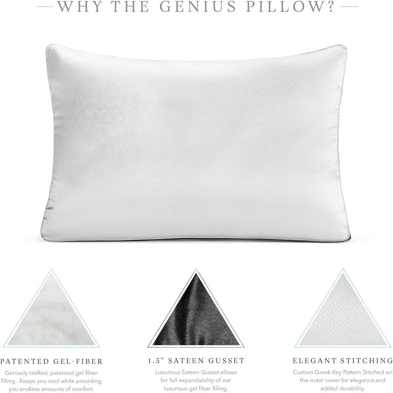 Restorology Genius Pillow (paquete de 2) almohada rellena de fibra de gel refrescante de felpa de calidad de hotel con refuerzo de satén,