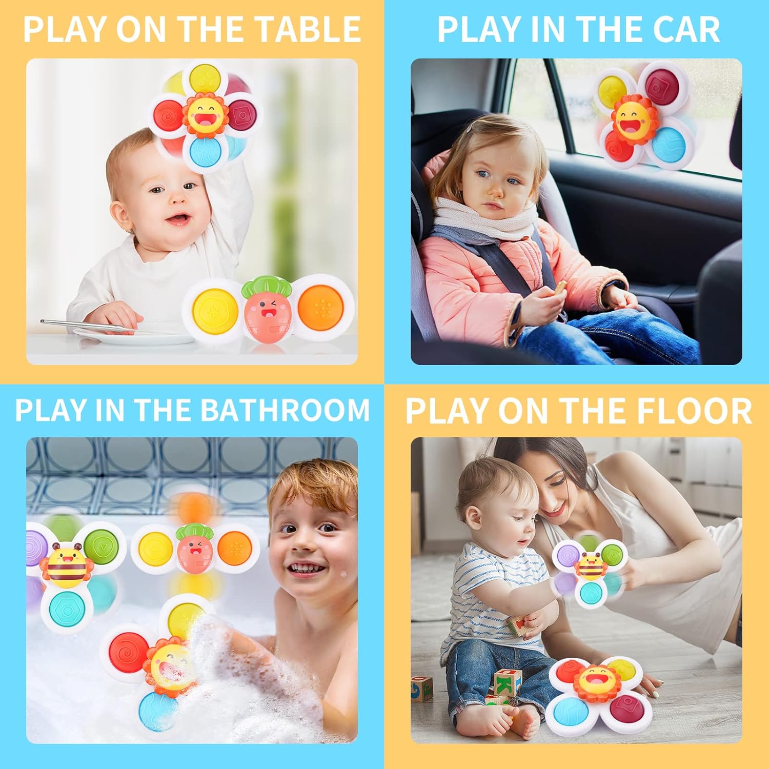 Juguetes sensoriales para niños pequeños de 1 a 3 años, juguete giratorio con ventosa, idea de regalo para bebé para niño y niña