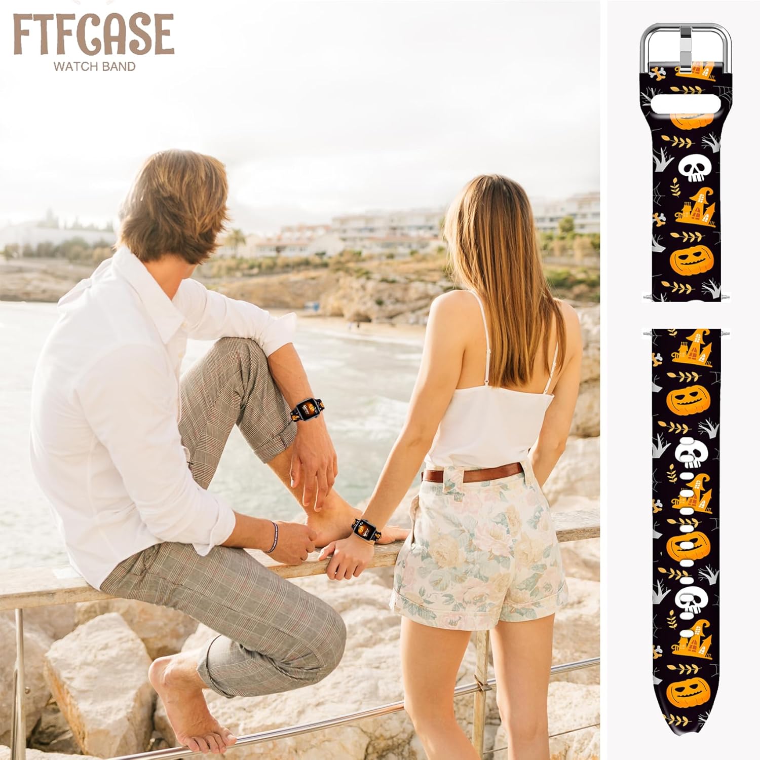 20mm Holidays Floral Silicone Bands Compatible for Samsung Galaxy Watch 4 40mm 44mmClassic 42mm 46mmWatch 3 41mm, Active 2 Watch BandsGear s2 for