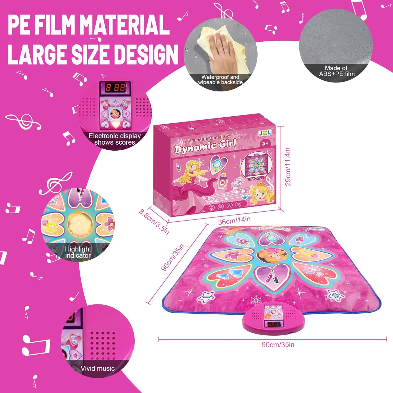 Tapete de baile, tapete electrónico de baile, juguetes de baile para niños con 7 modos de juego, regalos de cumpleaños de Navidad con luces LED para