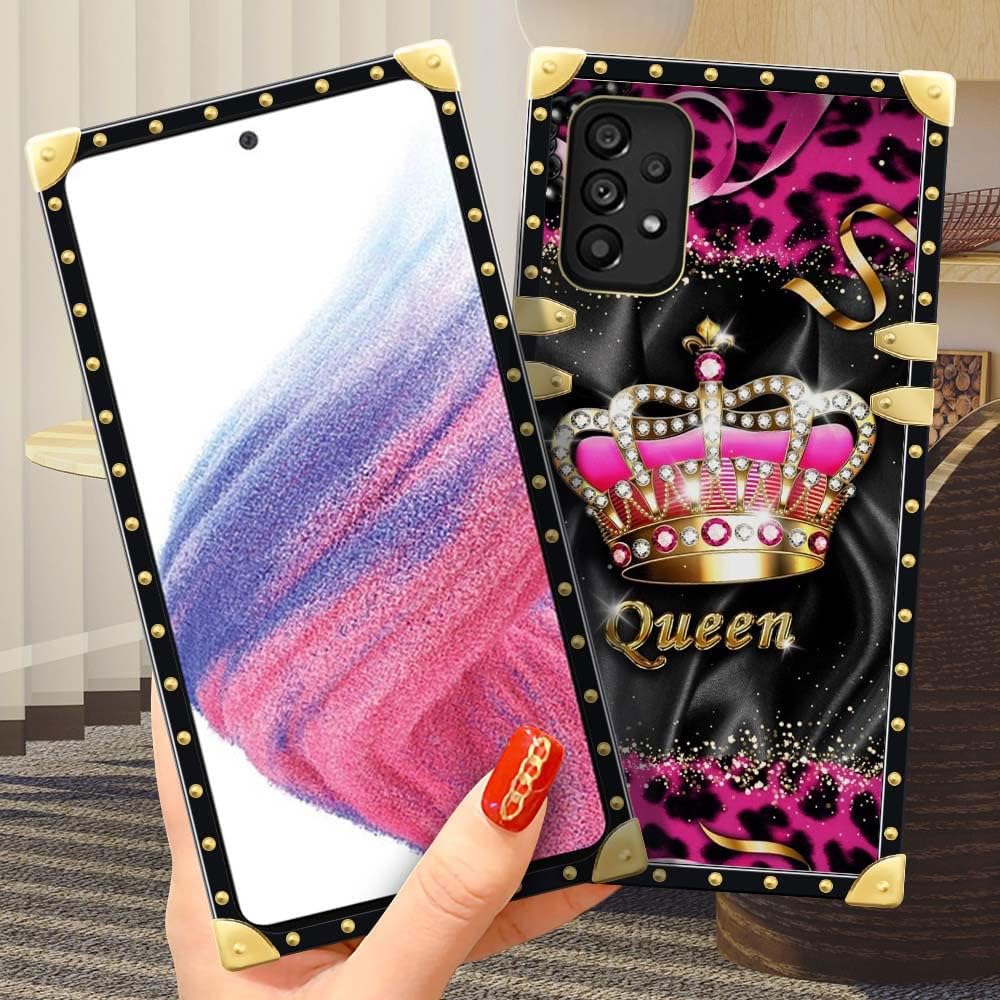 YiXinBB Funda compatible con Samsung Galaxy A53 5G, J Crown Queen con estampado de leopardo de lujo, elegante, suave, TPU a prueba de golpes,