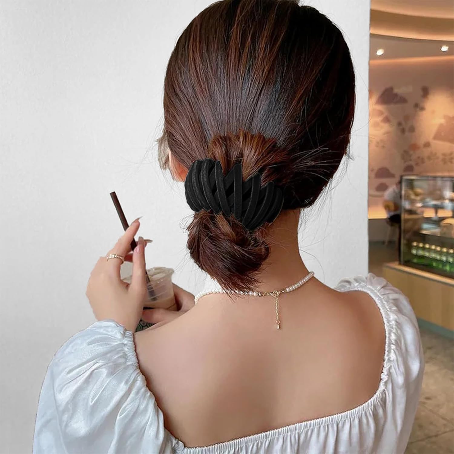 Sizobi 3 pinzas para el cabello negras, pinzas expandibles para el cabello, accesorios para el cabello para mujeres y niñas, clip para moño para