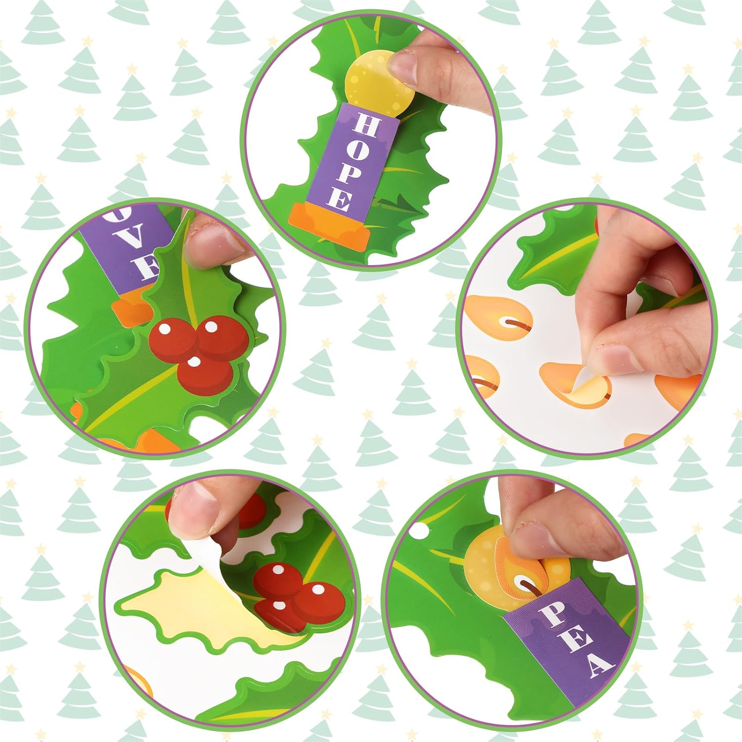 Poen Juego de 24 coronas de Adviento de Navidad para niños, Natividad de Cristo, manualidades, manualidades, decoración colgante, corona de adviento