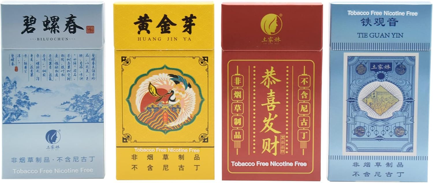 Wild Tea – Cigarrillos de hierbas, sin tabaco ni nicotina, 4 paquetes, 80 ahumados