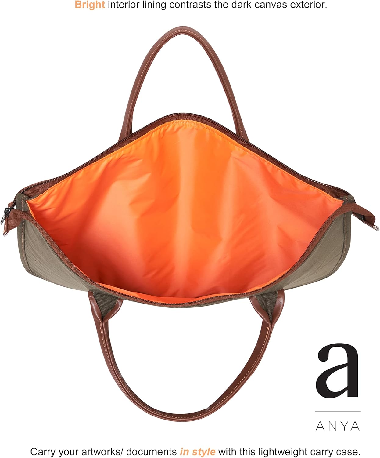 ANYA Bolsa de portafolio de arte, estuche de transporte para artistas, bolsa de almacenamiento para obras de arte, carteles con cremallera y asas,