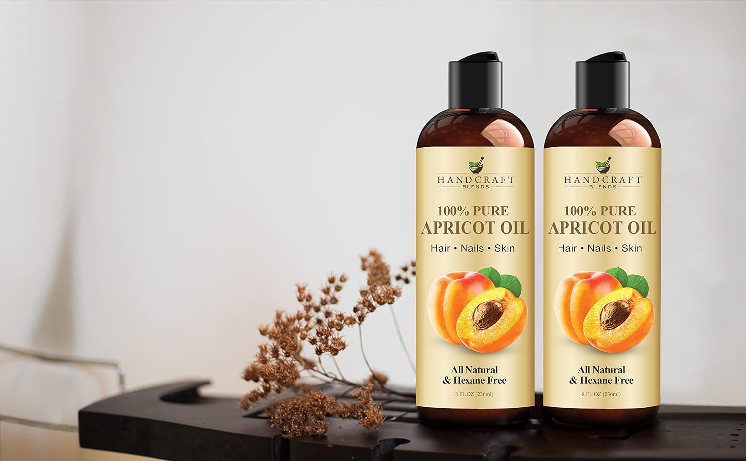 Handcraft Blends Aceite de albaricoque 100% puro y natural, aceite de albaricoque portador prensado en frío de alta calidad para aromaterapia,