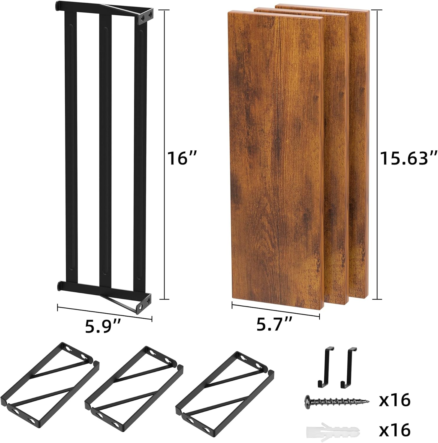 Veluckin Estante flotante, estantes de madera rústica montados en la pared para baño, sala de estudio, sala de estar, cocina (16 pulgadas, juego de