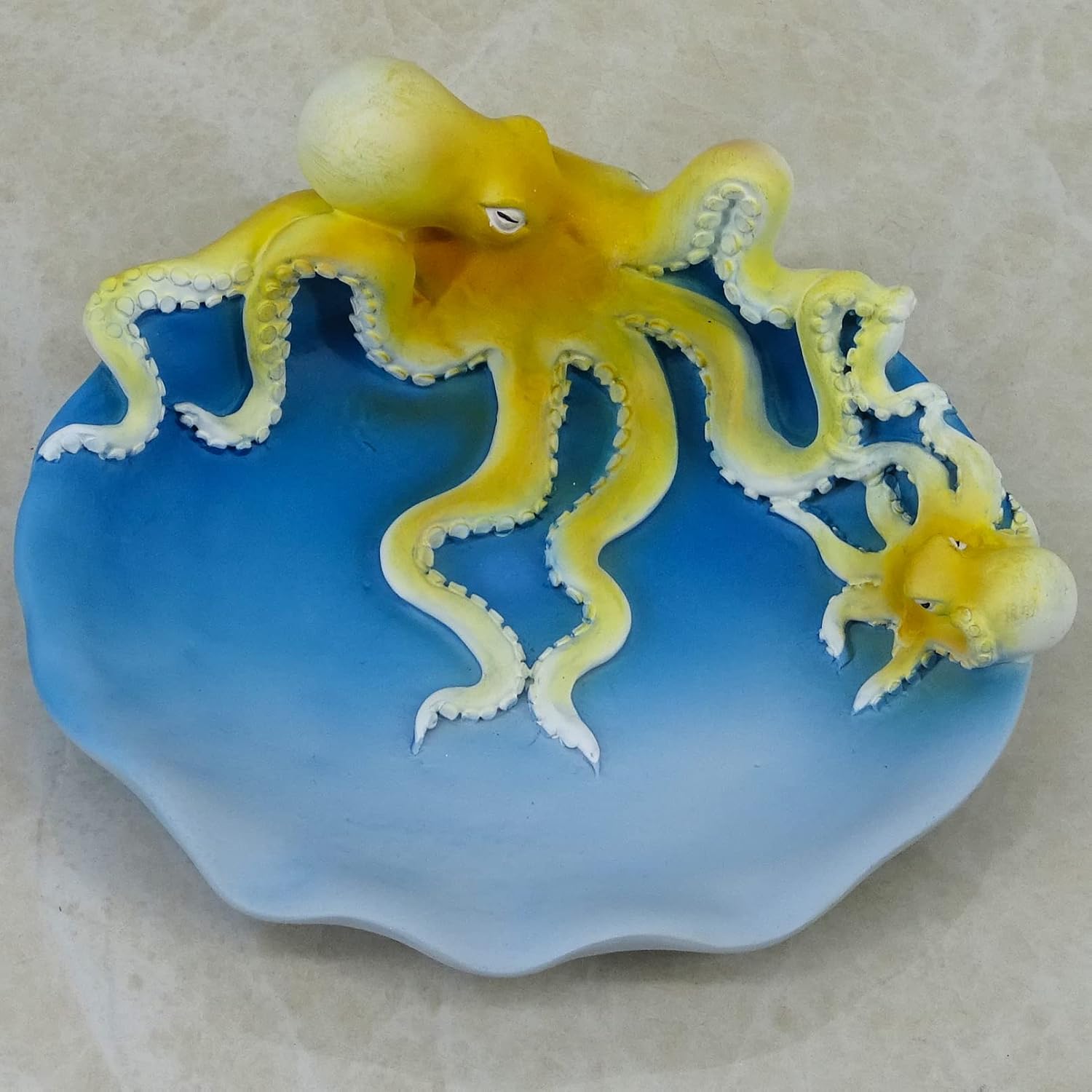 Shanco – Jabonera de resina para madre y bebé, accesorio de baño, diseño de pulpo oceánico, decoración de baño familiar, decoración costera (azul