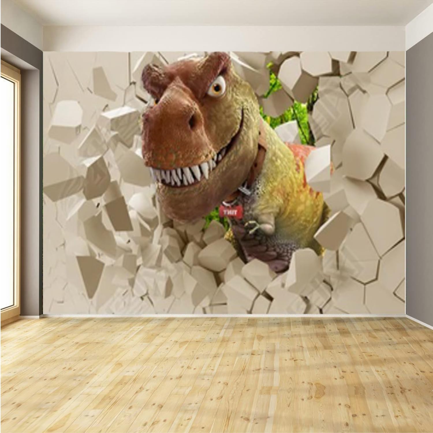 Papel tapiz autoadhesivo de tamaño personalizado, diseño de animales, tigre, león, dinosaurio, 3D, despegar y pegar, calcomanías de pared grandes