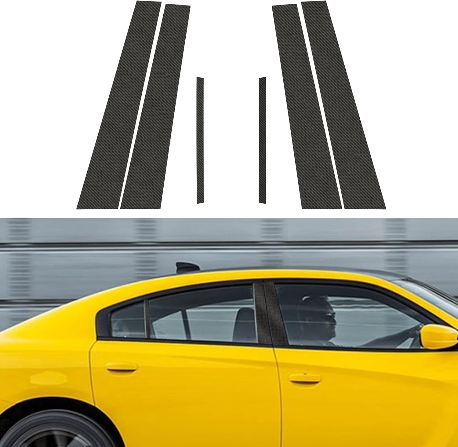 TOMALL Calcomanías de vinilo para poste de ventana de automóvil compatibles con Dodge Charger 2018-2022, calcomanías de columna de ventana de fibra
