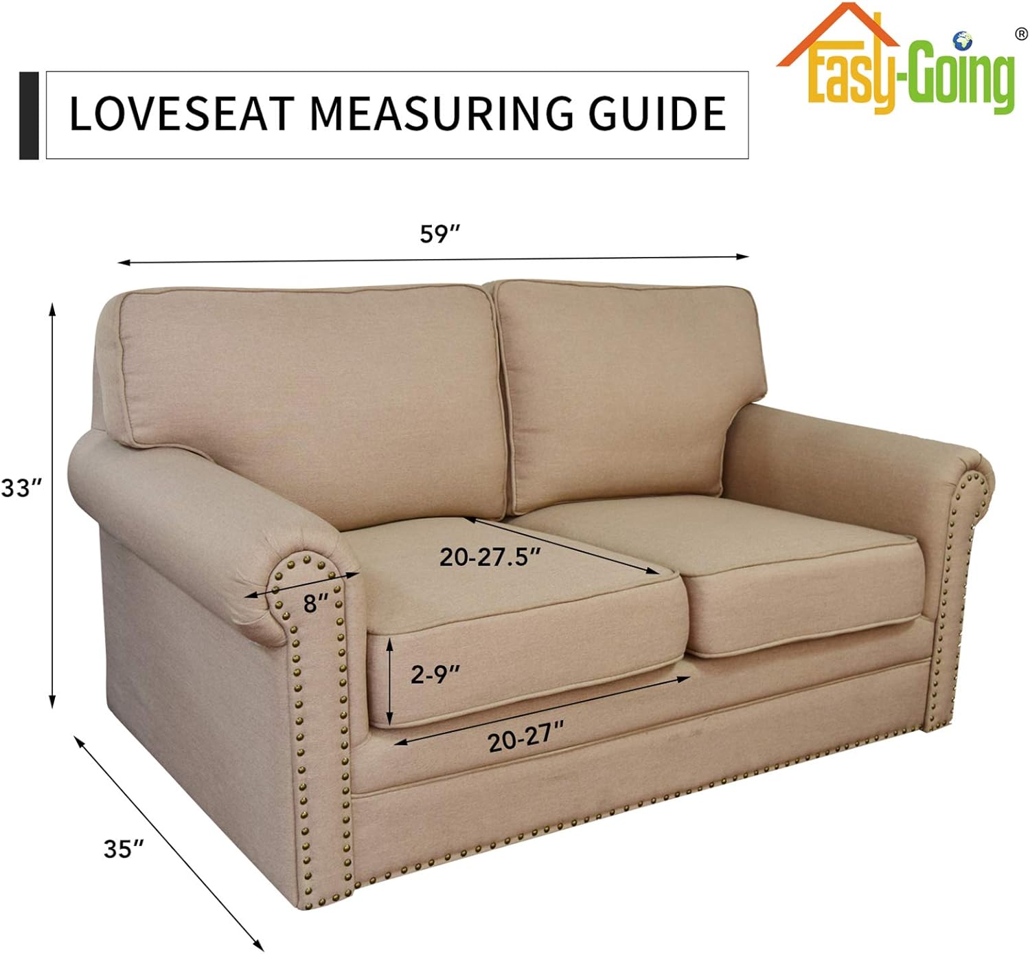 Easy Going – Funda elástica para sofá de dos plazas, para perros, lavable para sofá, para 2 cojines separados, tela elástica, Jacquard, protector de