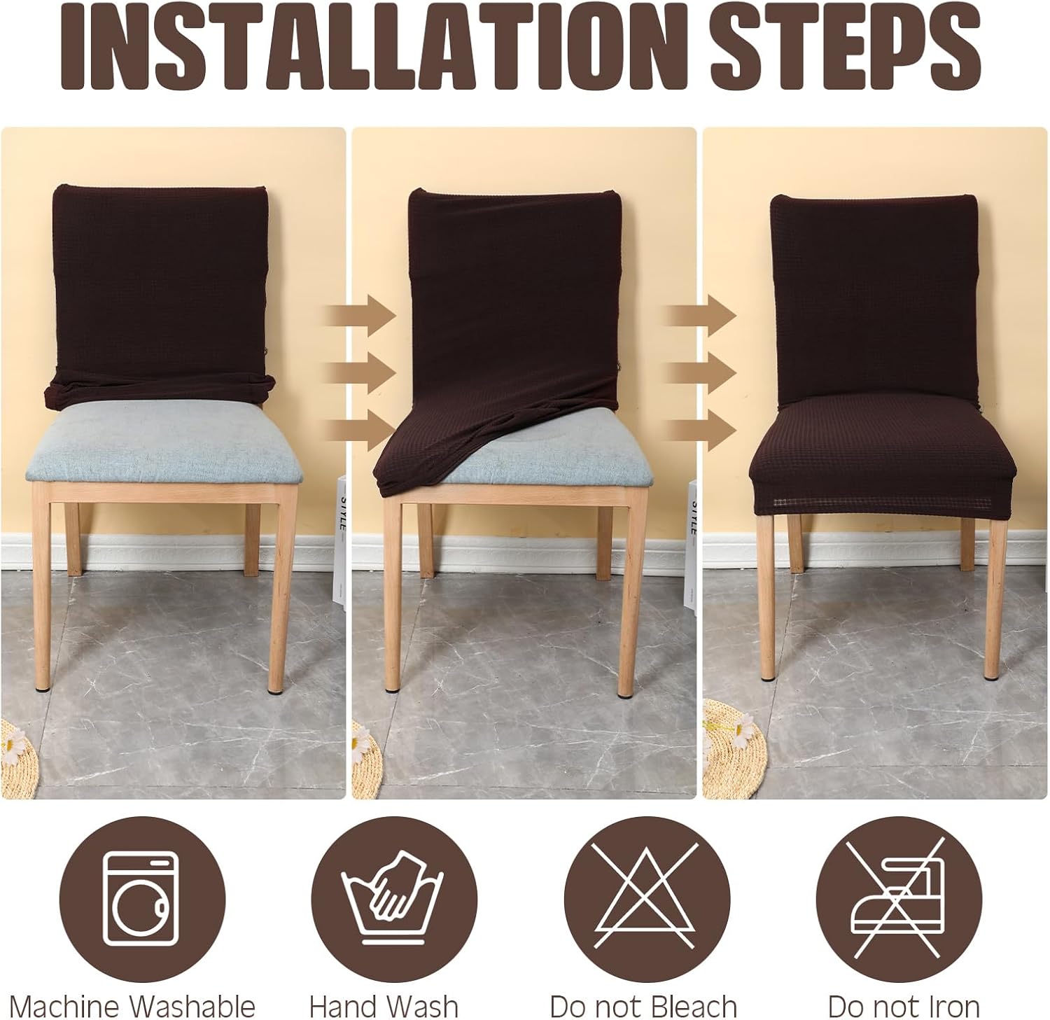 Buryeah 10 fundas impermeables para sillas de comedor, de jacquard elástico, funda protectora para silla, funda protectora extraíble y lavable para