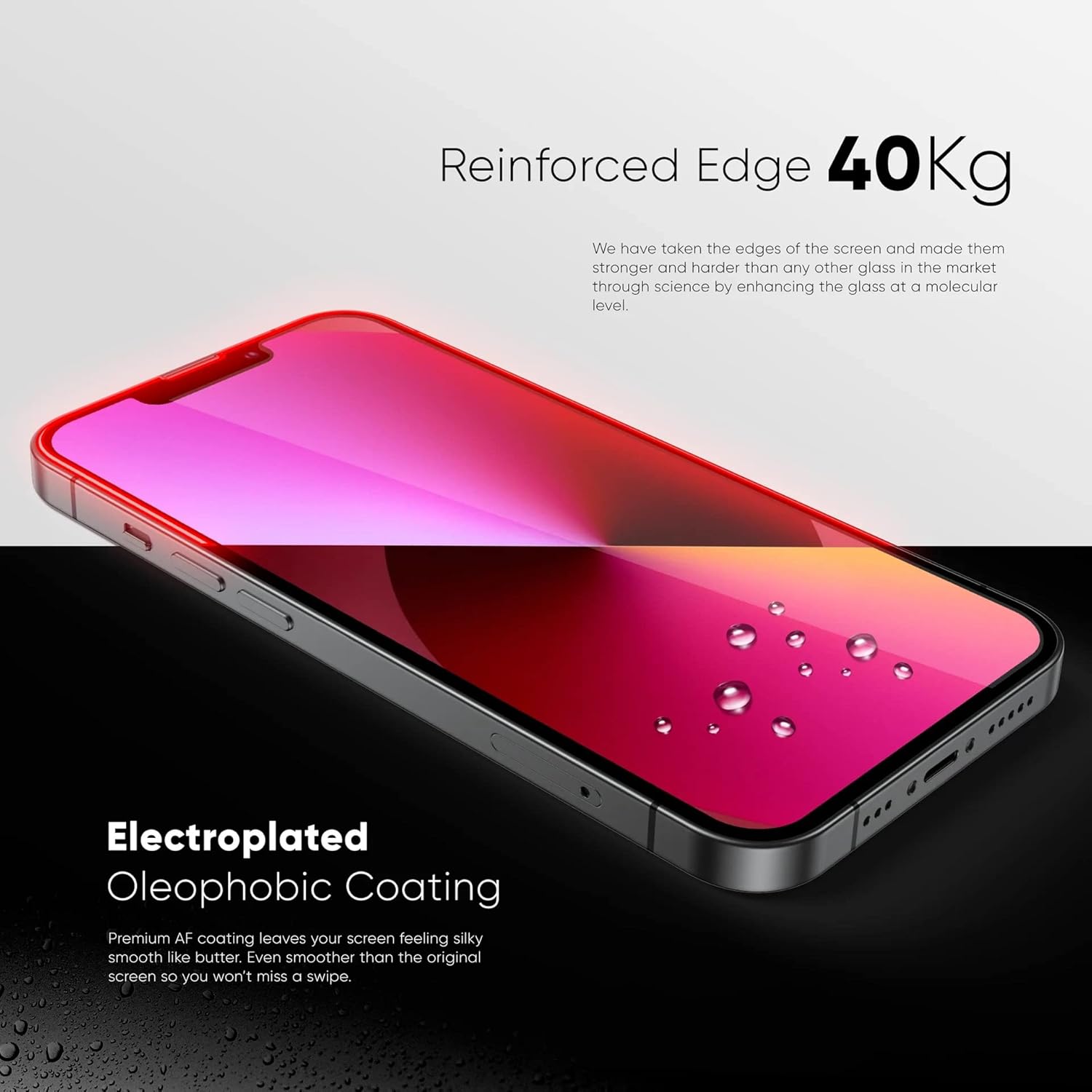 FLOLAB NanoArmour ONETIME – Funda compatible con protector de pantalla para iPhone 15 Pro, vidrio templado ultra transparente de grado militar,