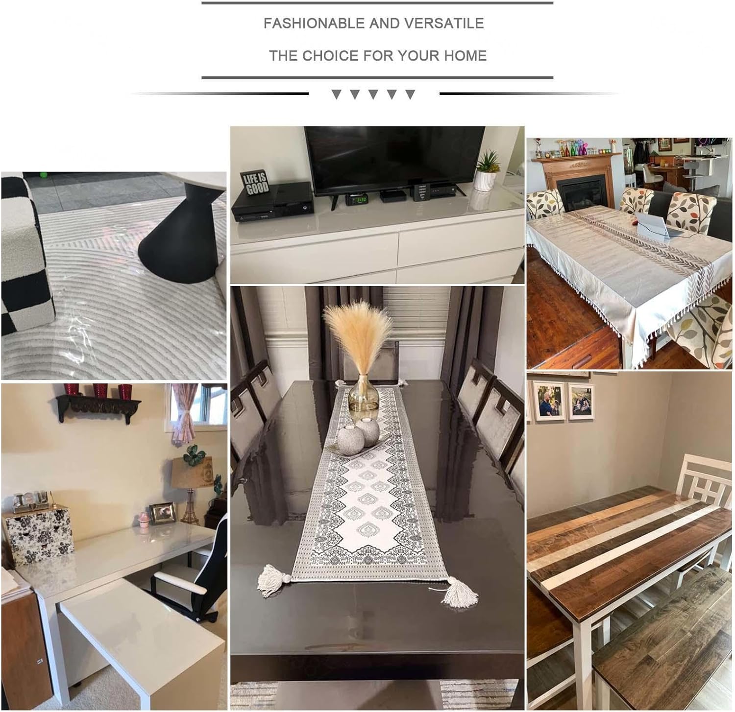 PVC Dining Table Cover Protector,Clear tablecloths for Rectangle Tables,Vinyl Waterproof Protector mat,Transparent Soft Glass,1mm