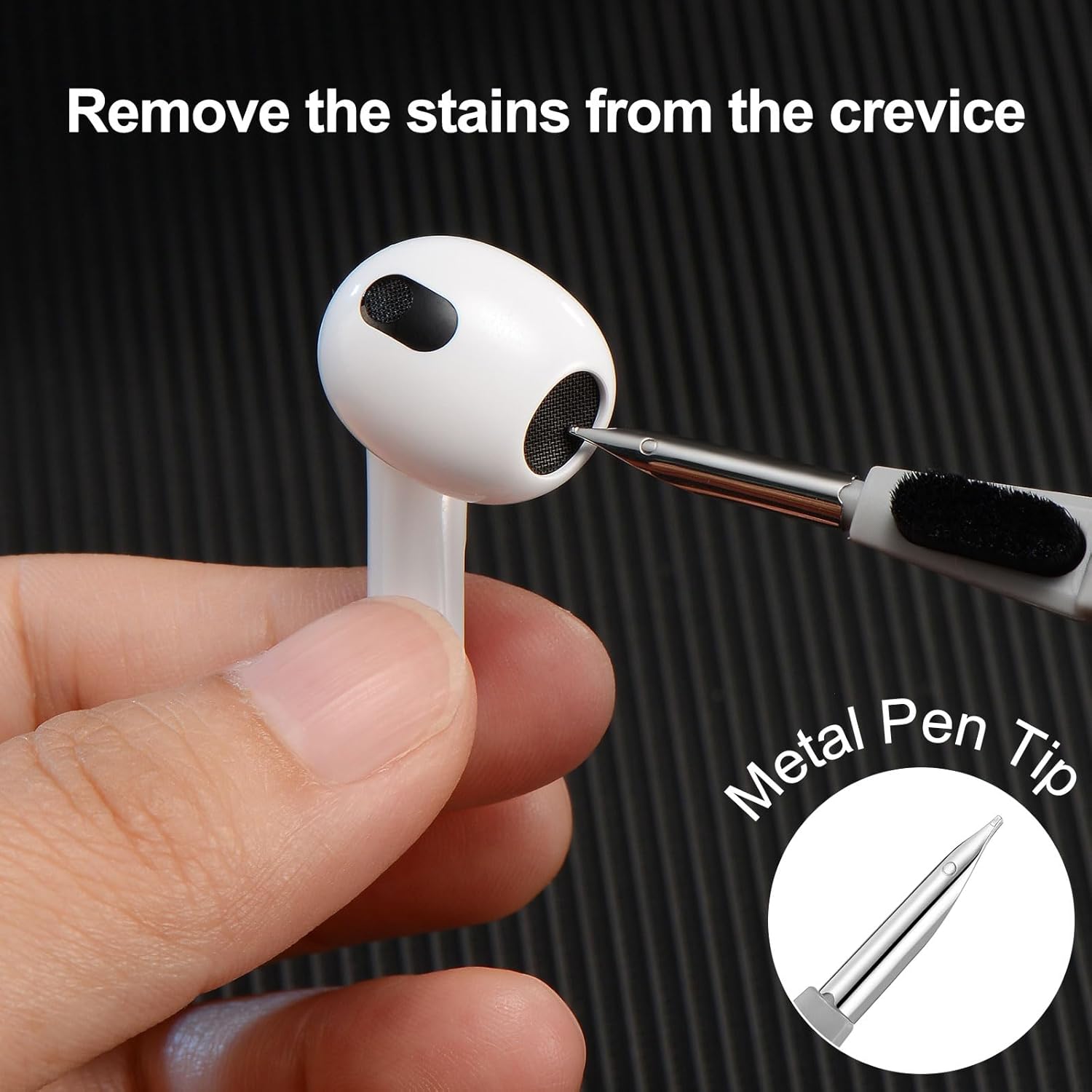 Kit de limpieza para AirPods Pro 1 2 3  Kit limpiador de AirPod con un mini cepillo suave, esponja flocada y punta de metal para bolígrafo, kit de