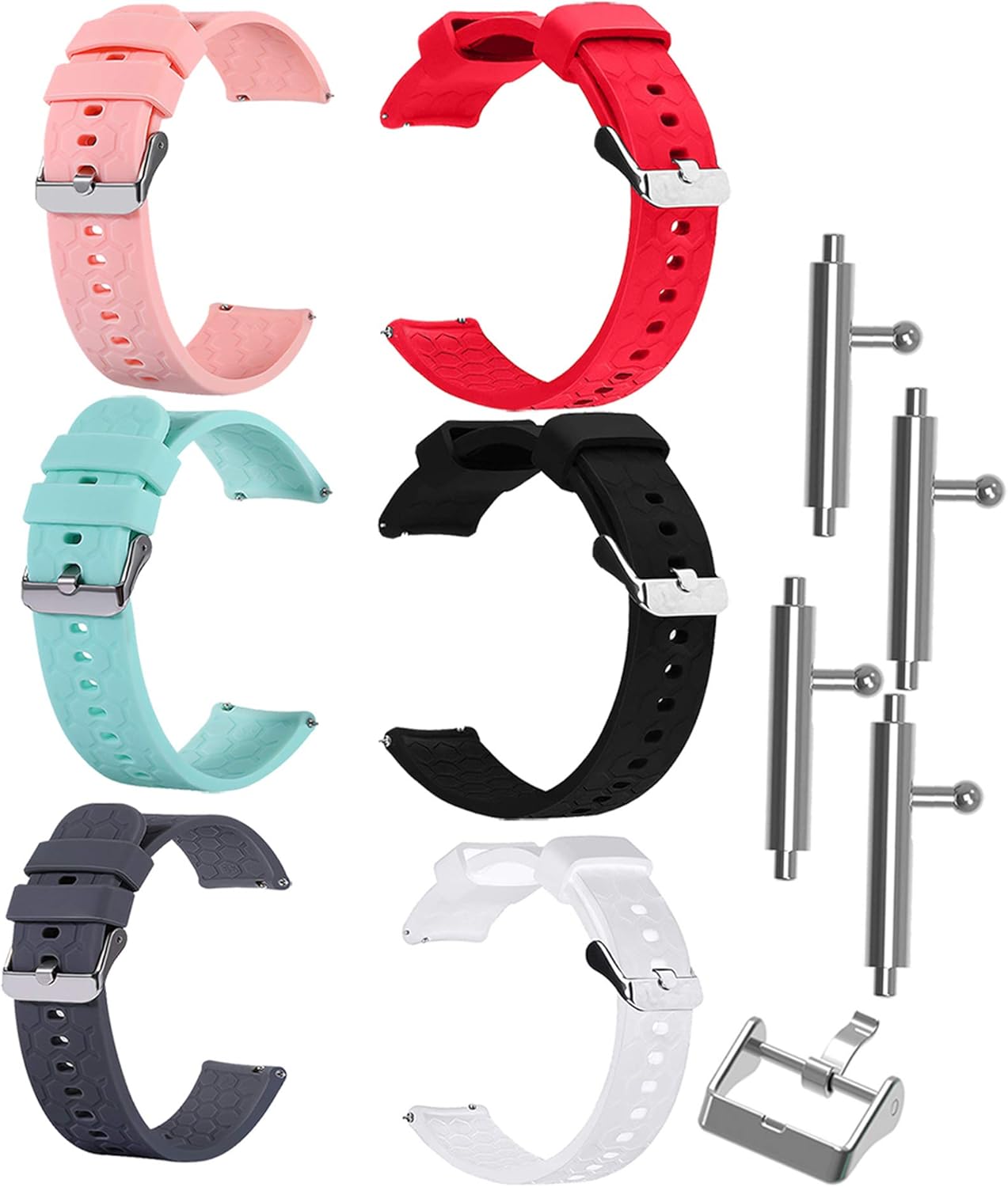 Paquete de 6 correas de repuesto compatibles con GloryFit Fitness Watch P22 P32E P36 correas ajustables de silicona suave impermeable pulsera