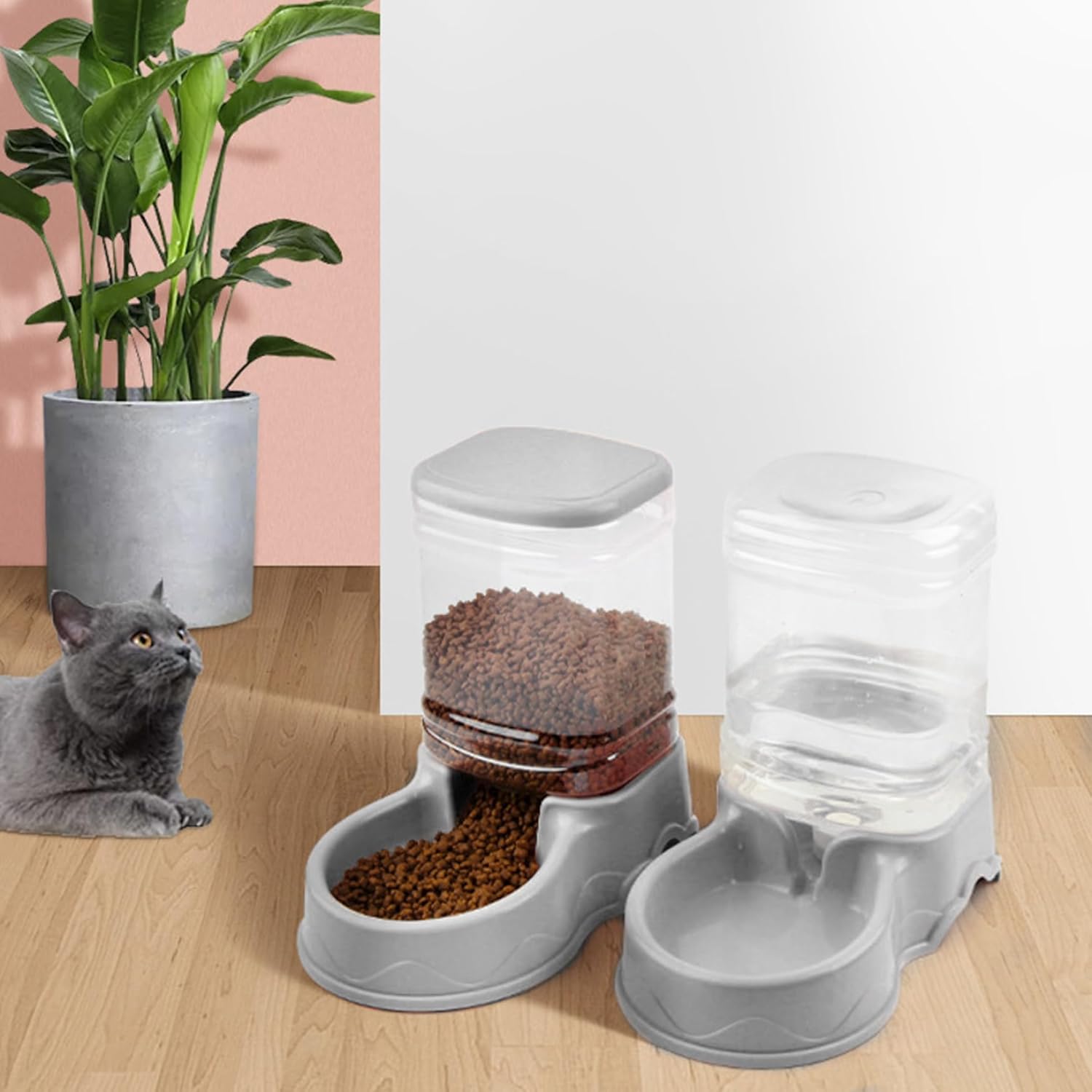 Havamoasa Comedero automático para gatos de 3.5 L, diseño de resorte a prueba de fugas, materiales desmontables y fáciles de limpiar, adecuado para