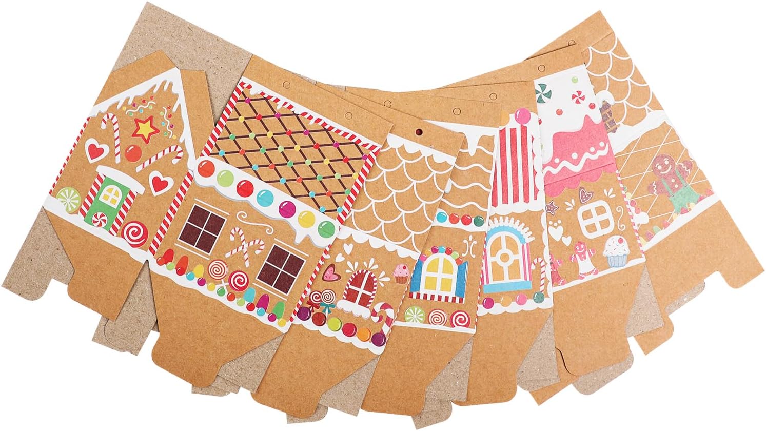 SULOLI 24 cajas de regalo de papel kraft de Navidad, dulces de Navidad, bolsas de golosinas estilo casa para regalos de fiesta de Navidad