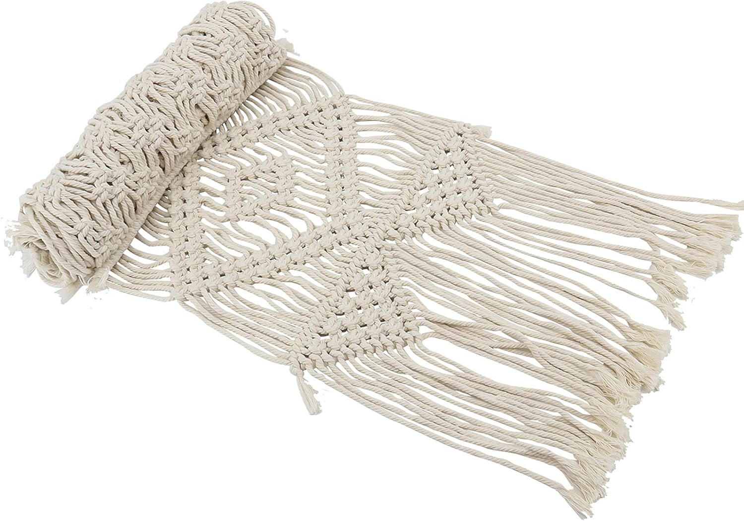 Camino de mesa de macramé para casa de campo de 48 pulgadas de largo, decoración de mesa de boda o caminos de mesa bohemios para comedor, estilo