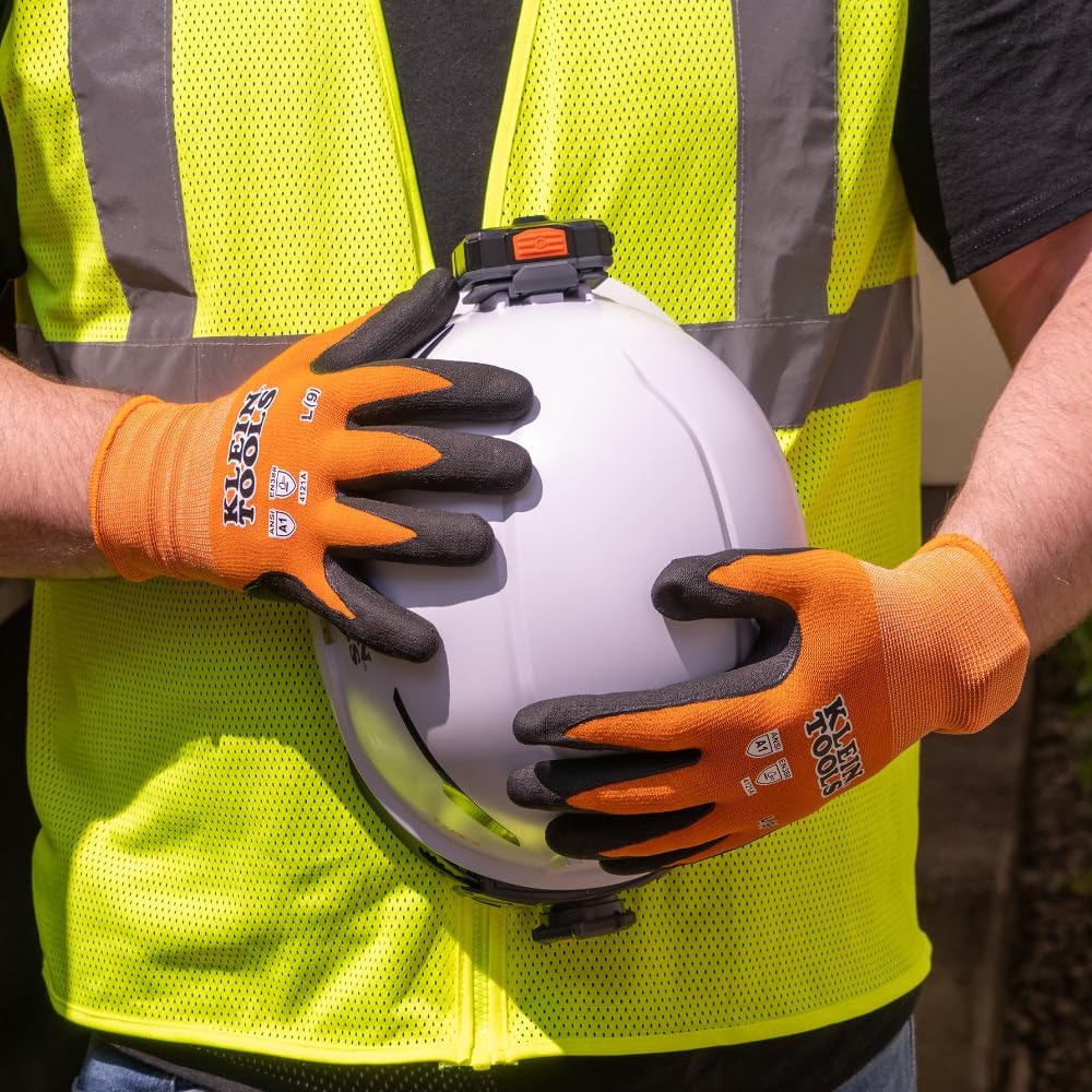 Klein Tools 60582 – Guantes de trabajo, guantes de punto resistentes a los cortes, ANSI A1, con revestimiento de nitrilo, nailon y elastano, aptos