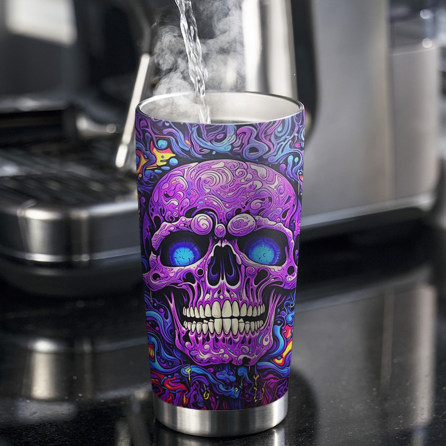 Vaso de Halloween de 20 onzas, vaso de calavera de azúcar, calavera de caramelo, vaso de calavera de azúcar y calabaza de Halloween, taza de viaje
