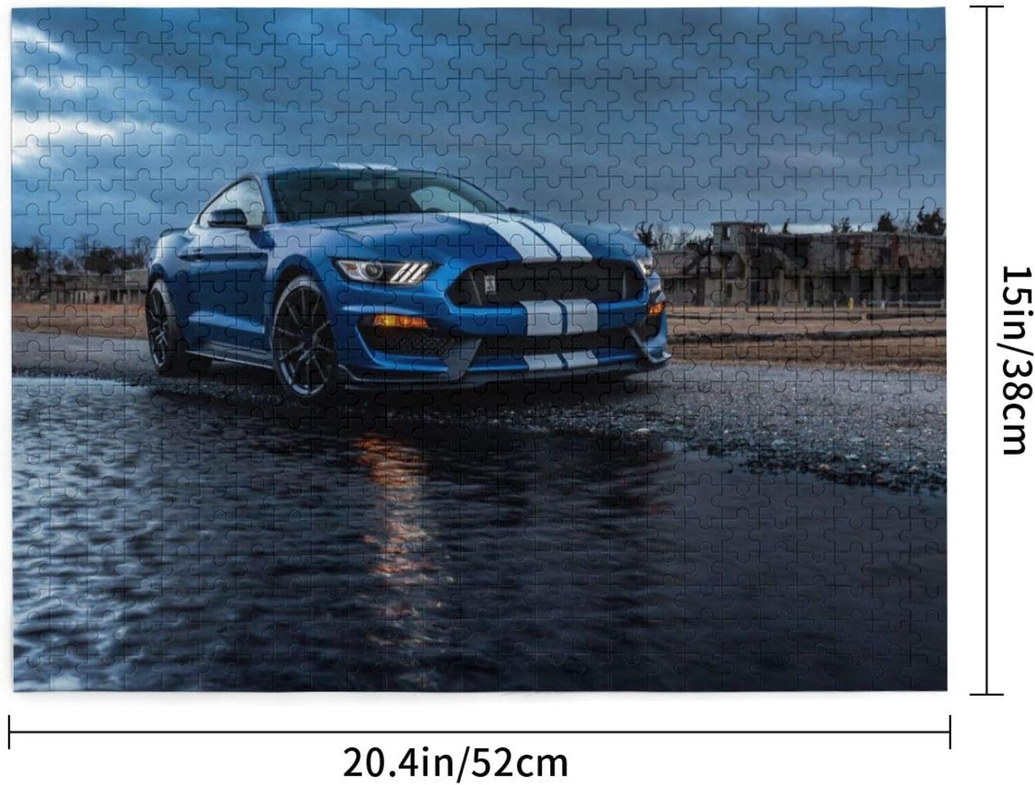Rompecabezas de 500 piezas para adultos, Mustang Shelby Gt500, Shelby, vehículos musculares, autos azules, 20.5 x 15.1 pulgadas