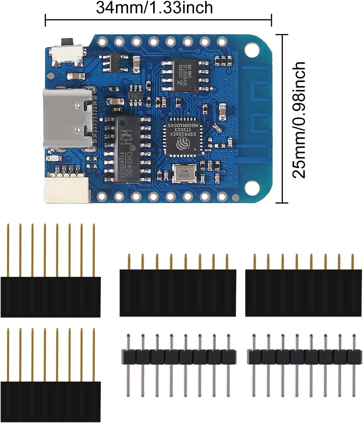 5pcs WeMos D1 Mini V4.0.0 Tipo-C USB WiFi Internet de las Cosas Basado en la Junta ESP8266 4MB Compatible con Arduino MicroPython Nodemcu (V4.0.0