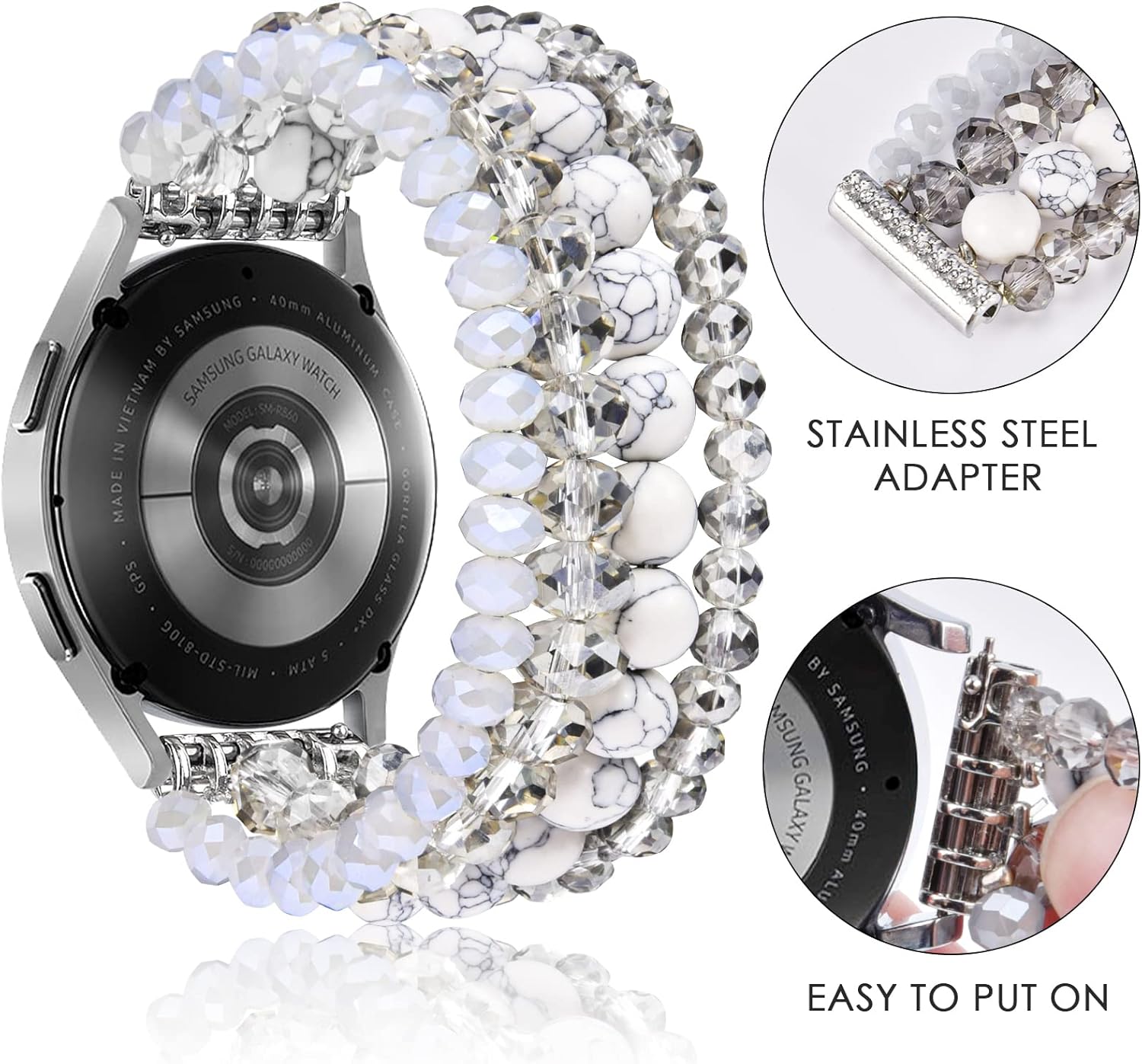 CAGOS Pulsera para Samsung Galaxy Watch 6 Band ClassicGalaxy Watch Active 2 BandGalaxy Watch 5 Band ProGalaxy Watch 4 Band Classic, 0.787 in Galaxy
