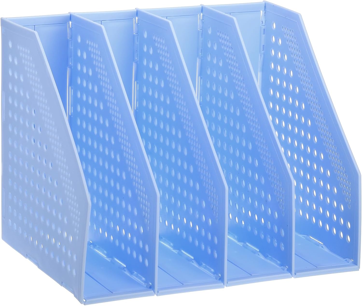PATIKIL Soporte plegable para archivadores, 4 compartimentos verticales, organizador de escritorio resistente para oficina, libros, organización de