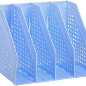 PATIKIL Soporte plegable para archivadores, 4 compartimentos verticales, organizador de escritorio resistente para oficina, libros, organización de PATIKIL Soporte plegable para archivadores, 4 compartimentos verticales, organizador de escritorio resistente para oficina, libros, organización de