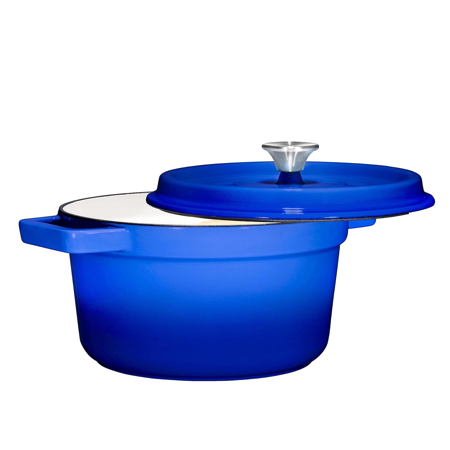 Bruntmor – Horno holandés redondo de hierro fundido esmaltado precurado de 6.5 cuartos de galón, con tapa y asa utensilio de cocina resistente para