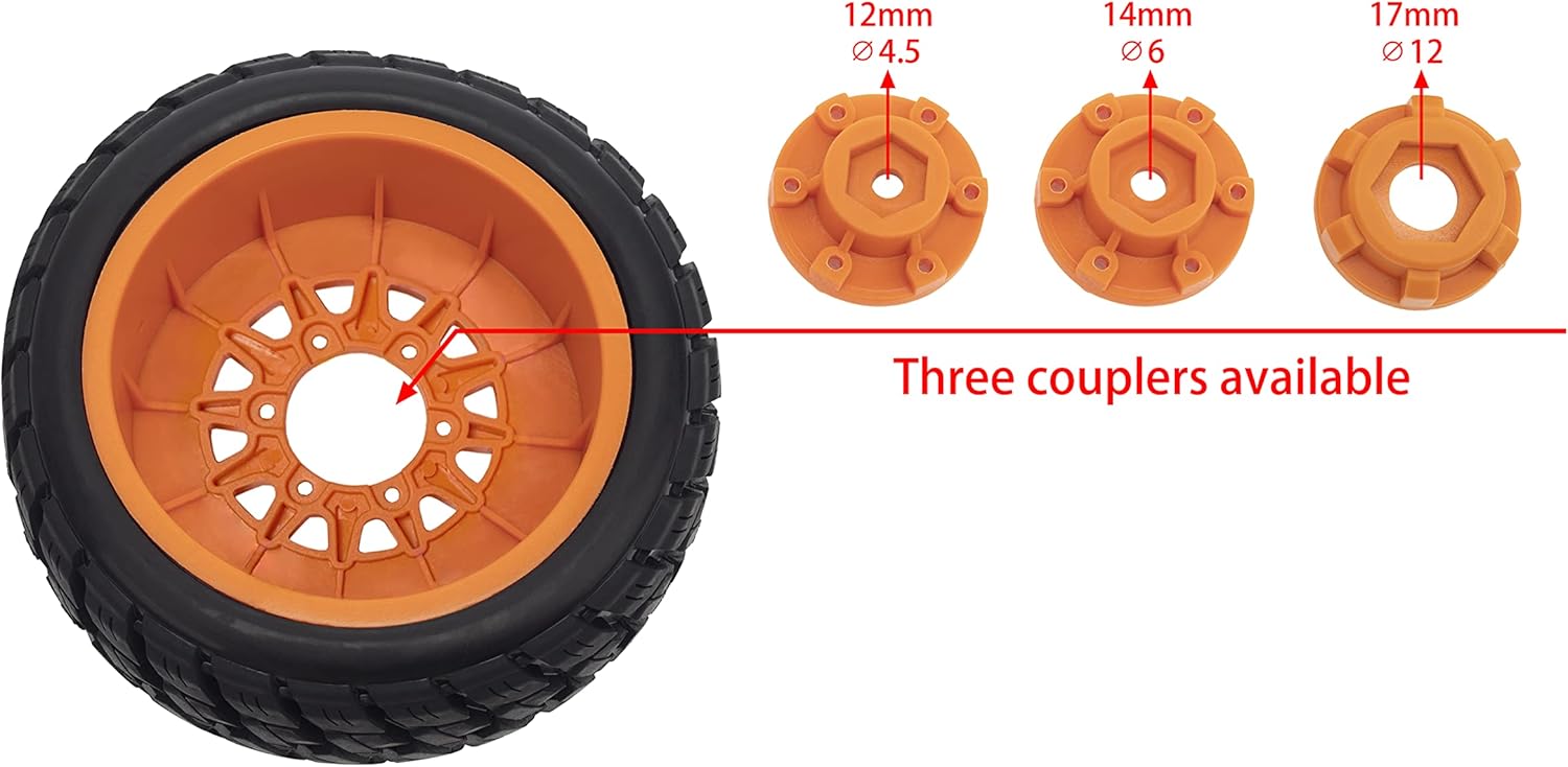 DKKY 110 Short Course Truck Tires Buggy Neumáticos de goma 12MM 14MM 17MM Acoplador para Slash Arrma Redcat (naranja)