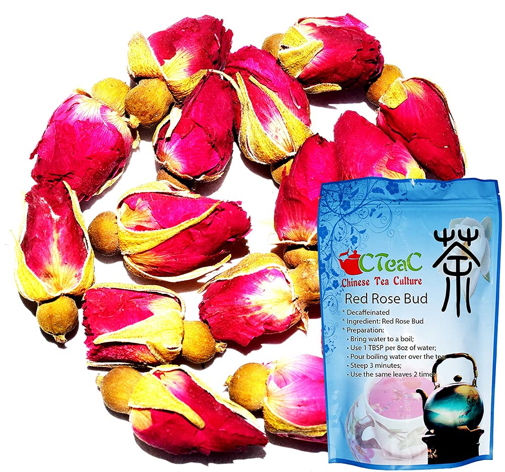 Té de rosa roja, té de rosa, té chino de hierbas, descafeinado, té en hojas sueltas, 1oz