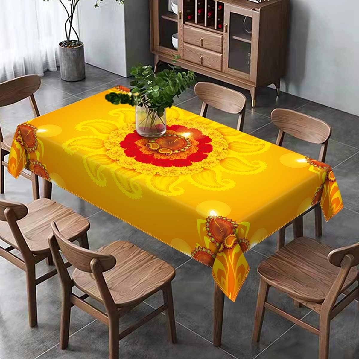 Hafangry Diwali – Mantel indio Diwali para el hogar, festival de luces, decoración de fiesta, cocina, comedor (60 x 104 pulgadas)