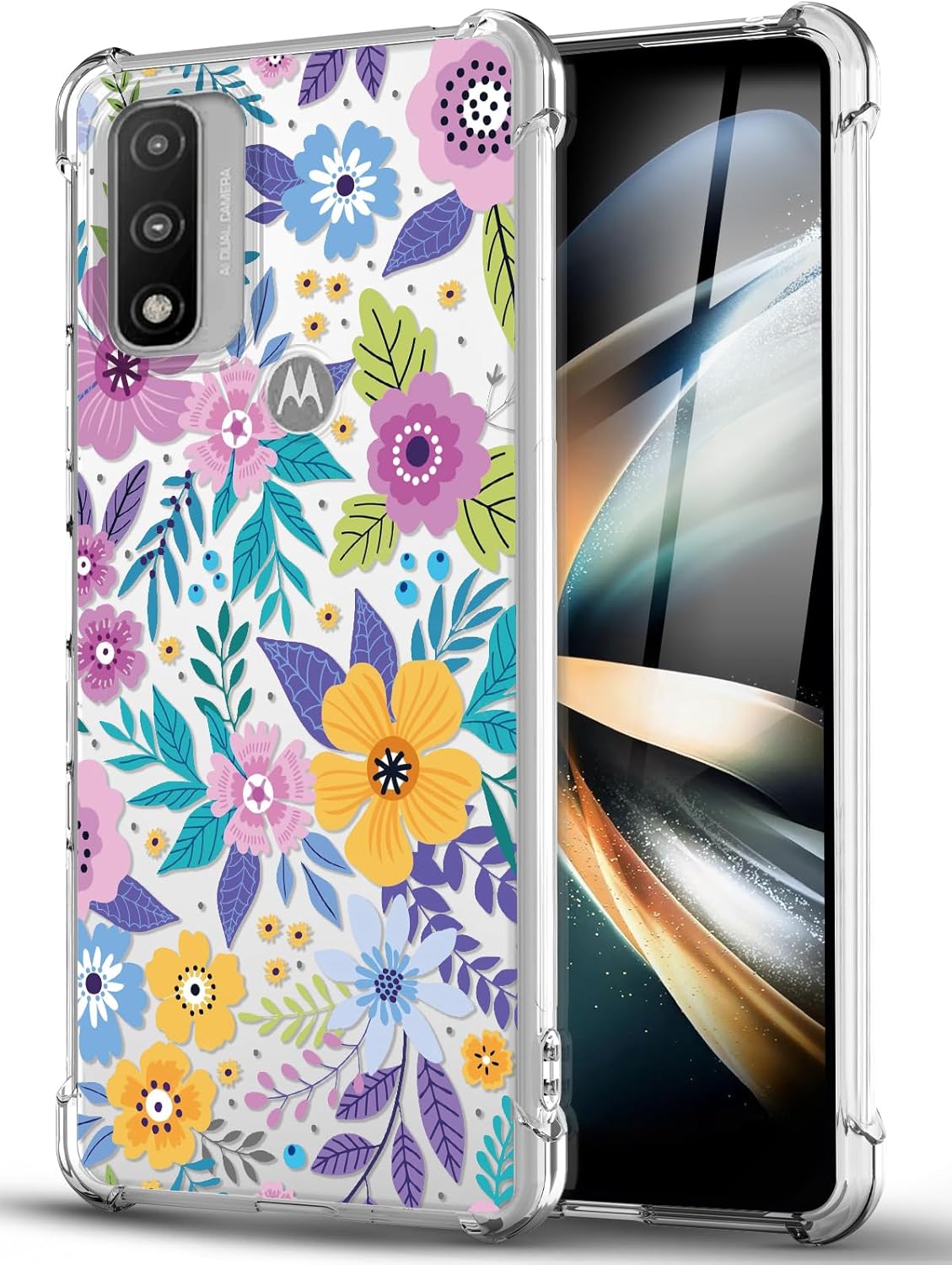 Funda para Moto G Pure CaseG Power 2022, funda de TPU transparente para mujeres y niñas, funda de teléfono para mujeres y niñas, flor suave y